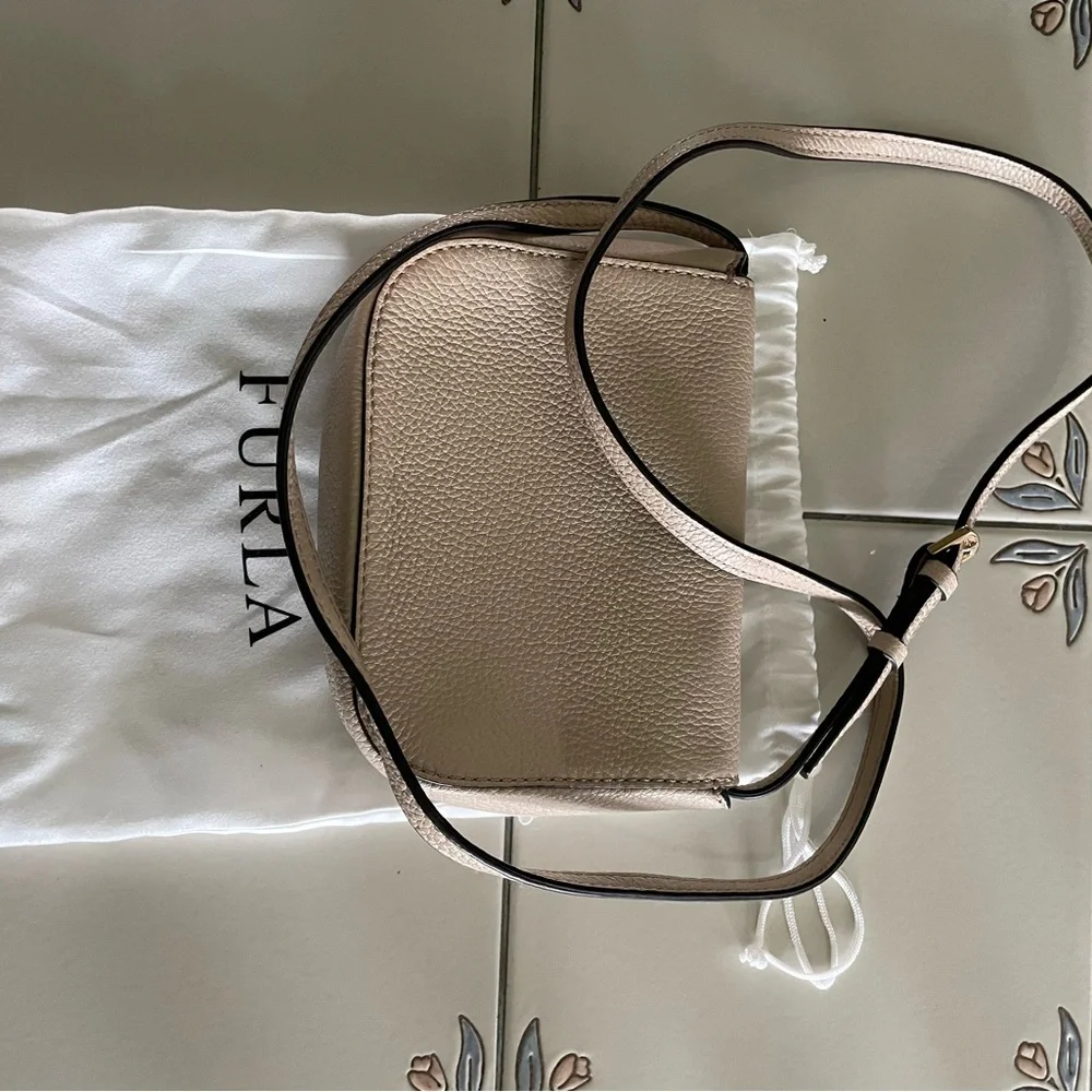 Furla Beige Crossbody Bag with Gold Accent 4 h, x 51/2. - Picture 2 of 3